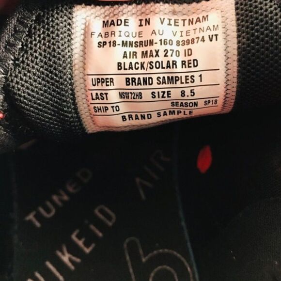 Unique Rare Air Max day 270 mens 8.5 US 42 solar red black Sample tags